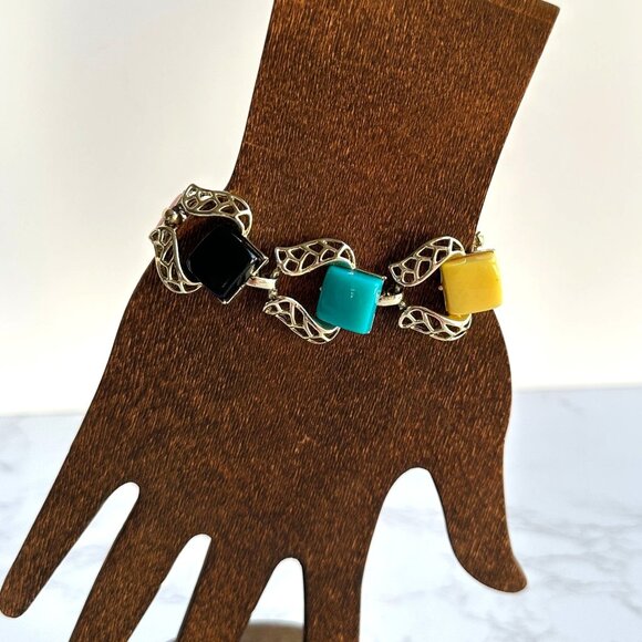 Coro Thermoset Link Bracelet 1950s Lucite - Picture 5 of 11